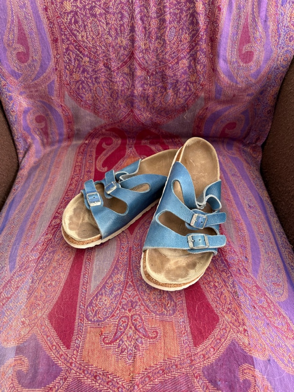 Blue leather Birkenstock sandals